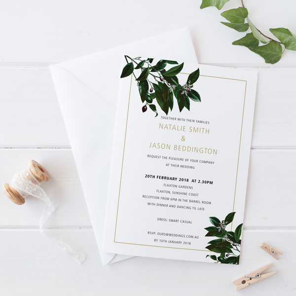 Olive Leaves Wedding Invitation
