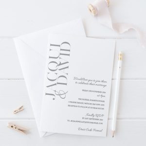 Love Us Typography Wedding Invitation wording